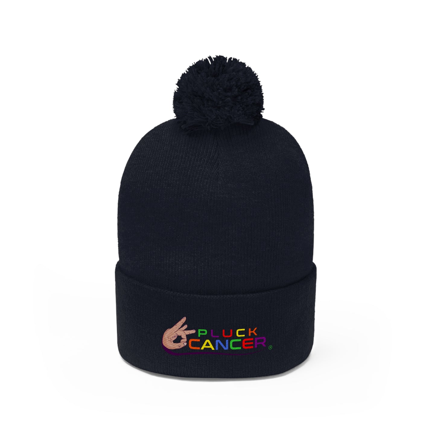 Pom Pom Beanie Hat-"PLUCK CANCER!"