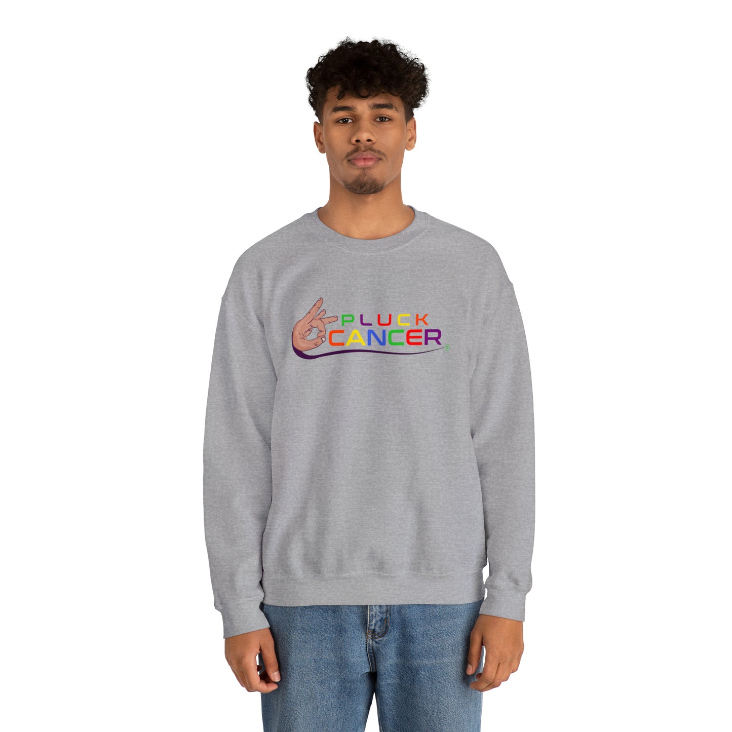 Pluck Cancer Men's Heavy Blend™ Crewneck Sweatshirt - Sport Grey