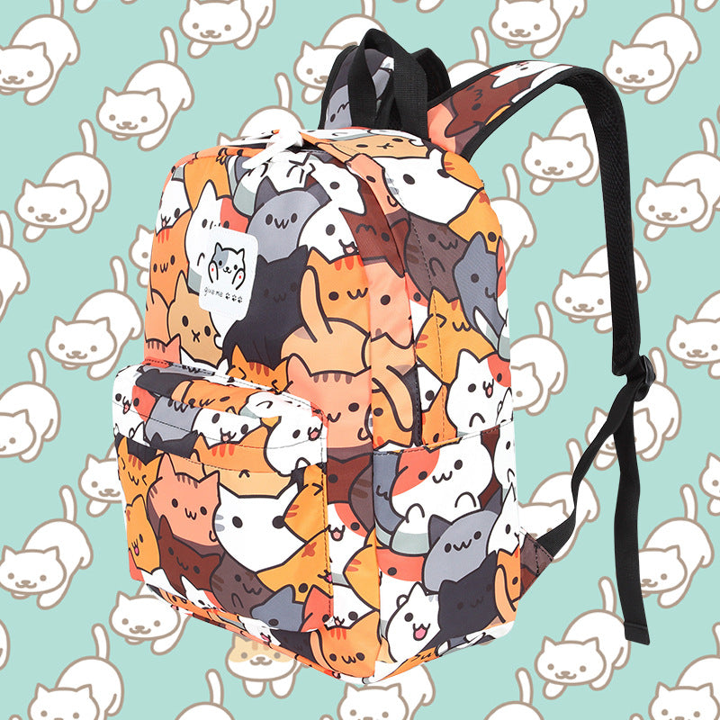 Cat Backyard Backpack School bag Cat Pattern Print