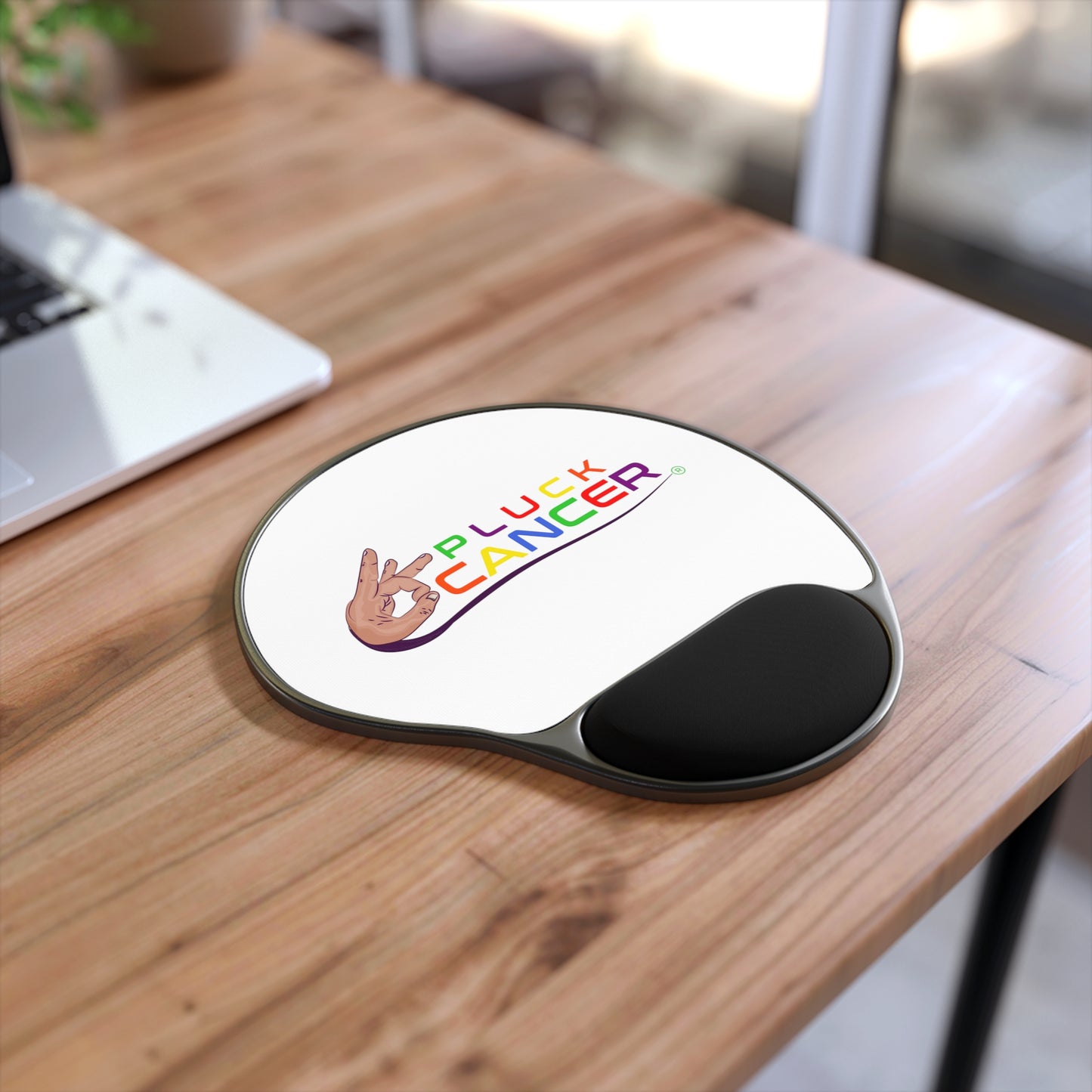 Mouse Pad with Wrist Rest-"PLUCK CANCER!"