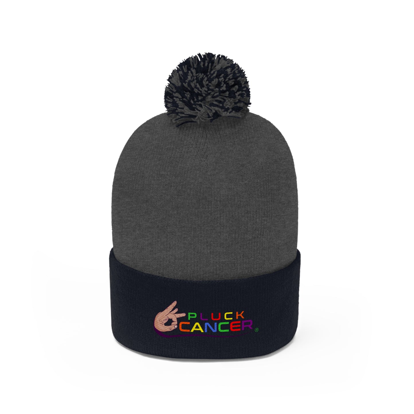 Pom Pom Beanie Hat-"PLUCK CANCER!"
