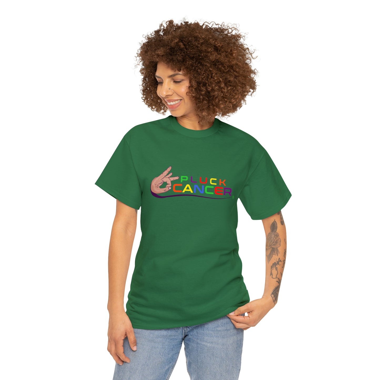 Stylish Turf Green Pluck Cancer Women's Cotton T-Shirt