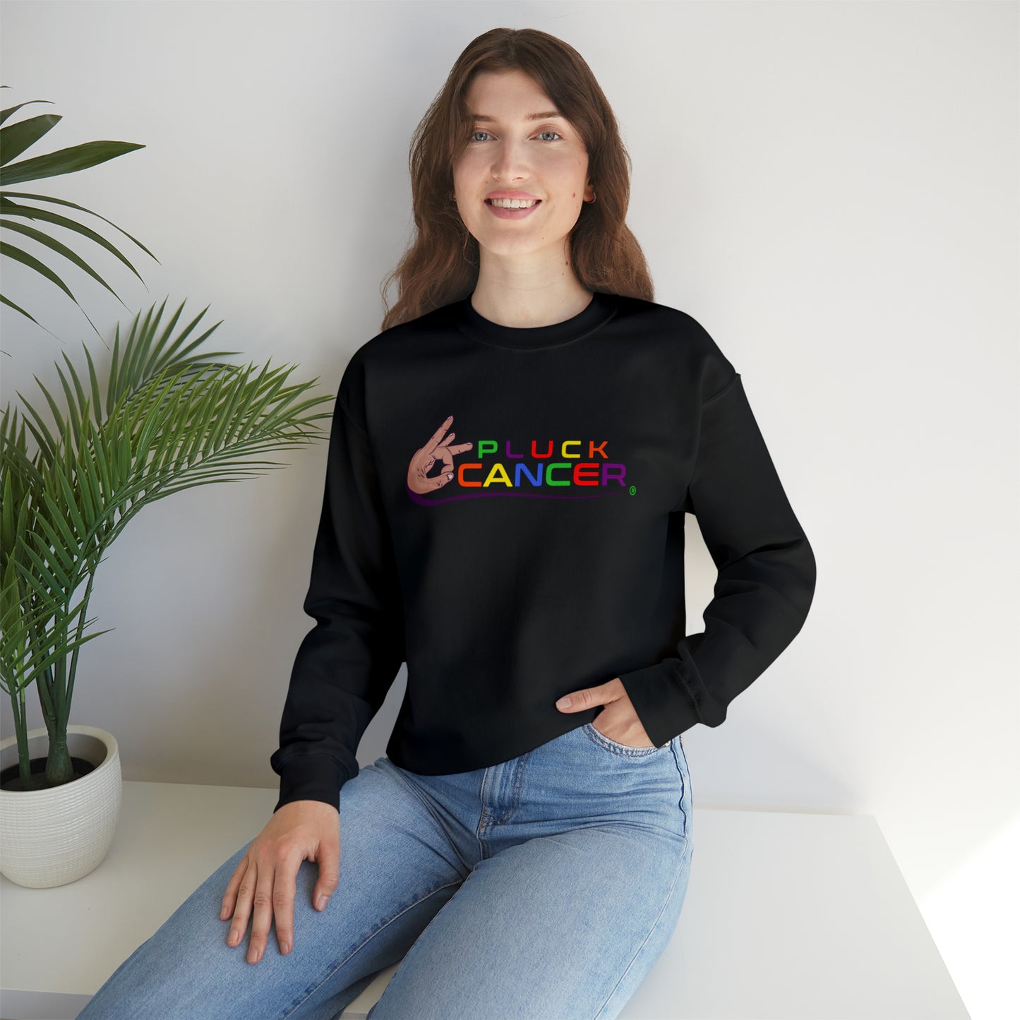 Pluck Cancer Women's Heavy Blend™ Crewneck Sweatshirt - Black