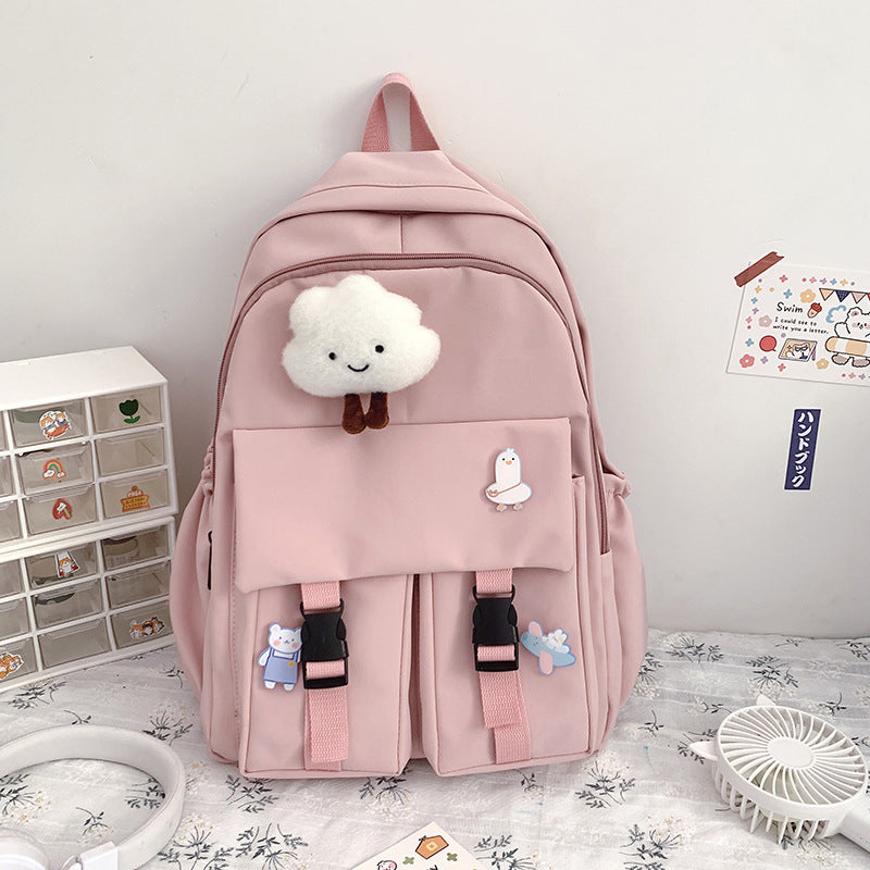 Solid Color Backpack High School /College Student School Bag Backpack