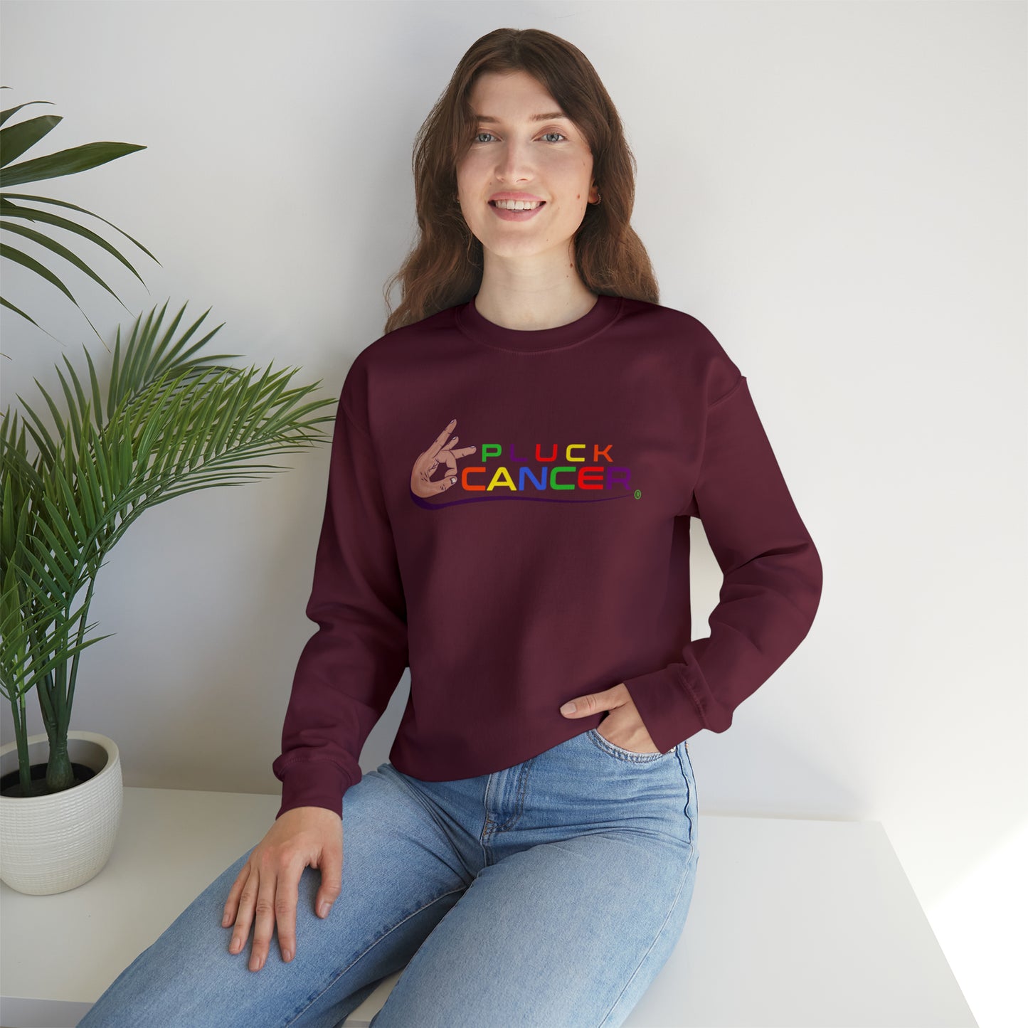 Pluck Cancer Women's Heavy Blend™ Crewneck Sweatshirt - Maroon