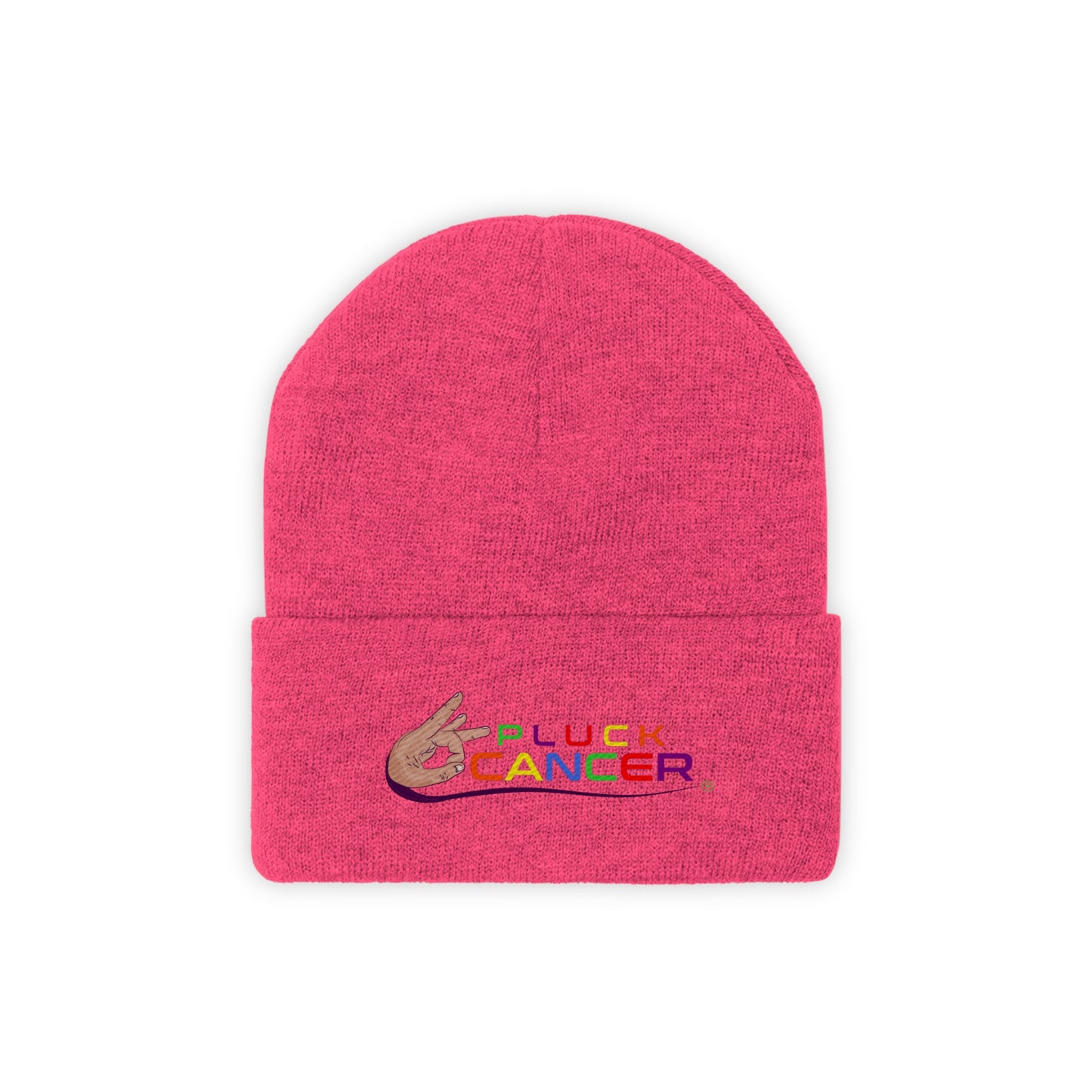 Knit Beanie Hat -"PLUCK CANCER!"