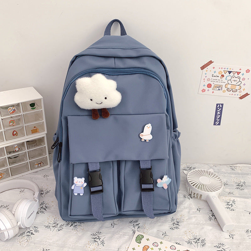 Solid Color Backpack High School /College Student School Bag Backpack