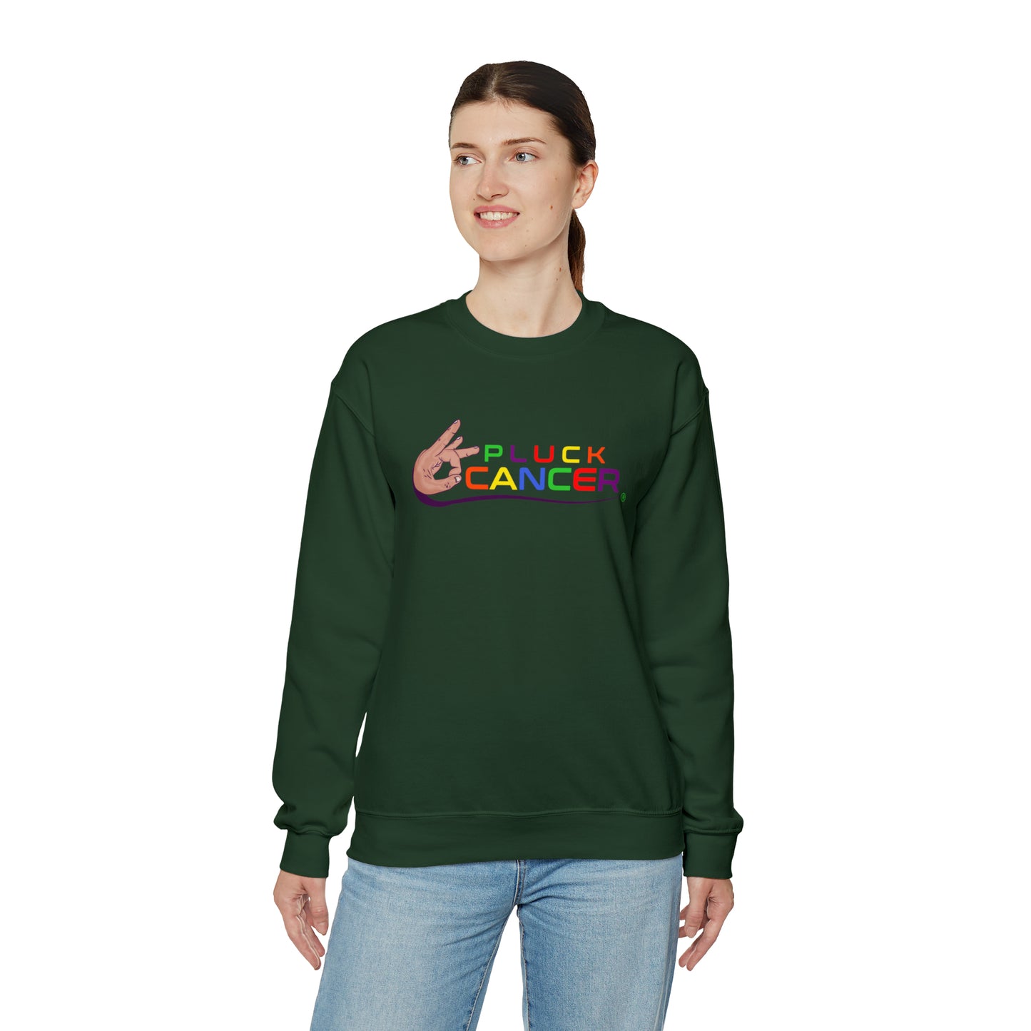 Pluck Cancer Women's Heavy Blend™ Crewneck Sweatshirt - Forest Green