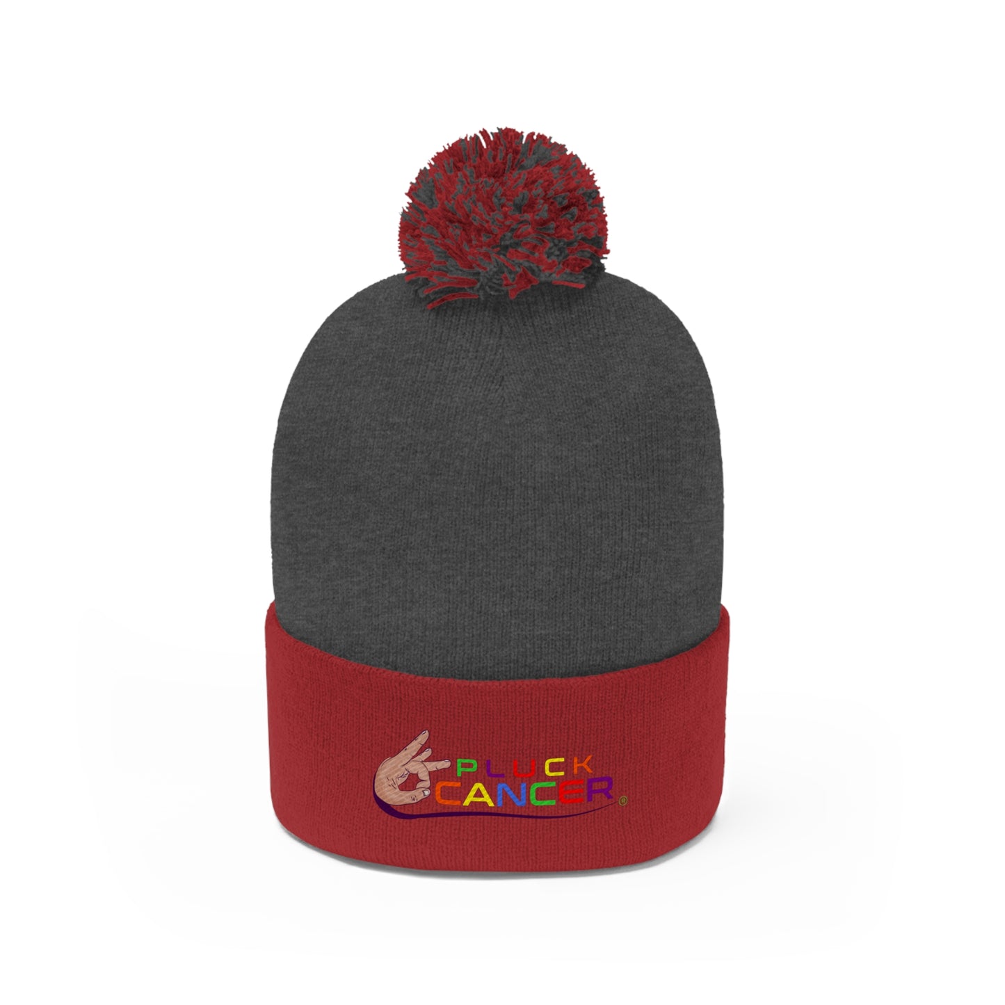 Pom Pom Beanie Hat-"PLUCK CANCER!"