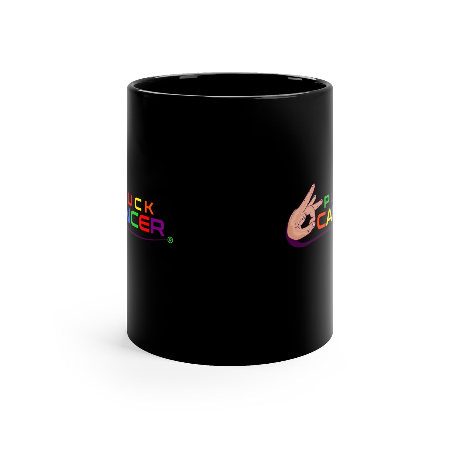 11oz Black Mug-"PLUCK CANCER!"
