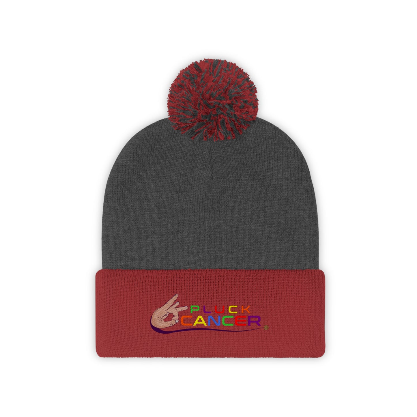 Pom Pom Beanie Hat-"PLUCK CANCER!"