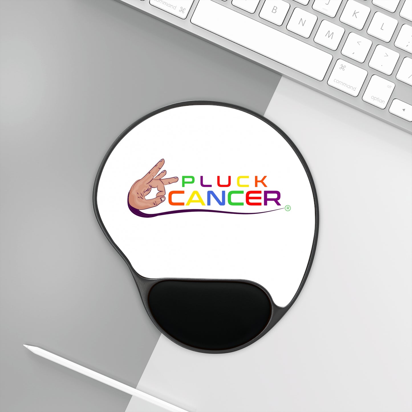 Mouse Pad with Wrist Rest-"PLUCK CANCER!"