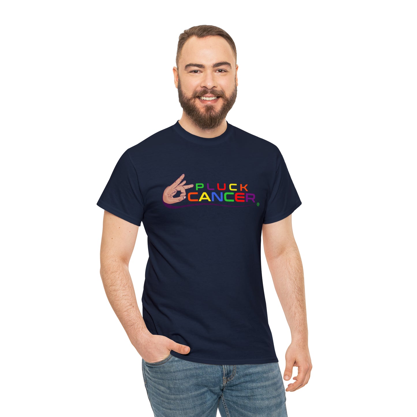Pluck Cancer Men's Cotton T-Shirt - Navy
