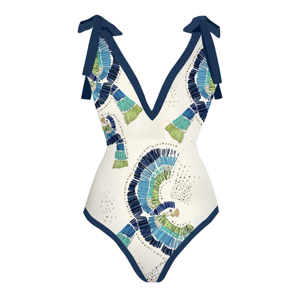 Deep V Print One Piece Swimsuit Summer Beach Wear Swimming Suit 2022 Luxury Shorts Bourkini Print Floral Tie Dye Lace Stripe
