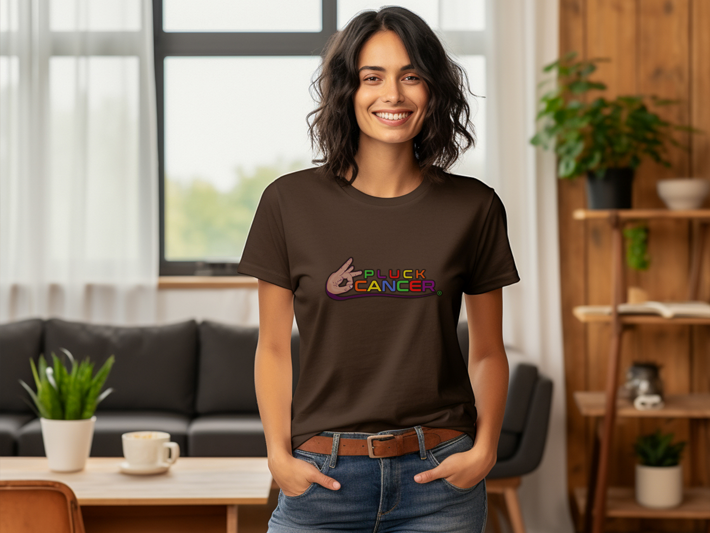 Pluck Cancer Women's Cotton T-Shirt -Dark Chocolate