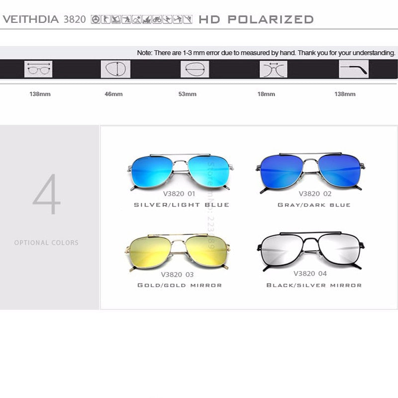 VEITHDIA Brand Designer Men Sunglasses Fashion Luxury Vintage Women Sun Glasses Polarized UV400 Eyewear For Male Female 3820