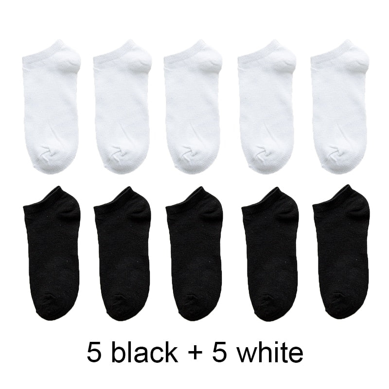 Wholesale 10 Pair Unisex Women and Men Socks Breathable Sports socks Solid Color Boat socks Comfortable Cotton Ankle Socks White