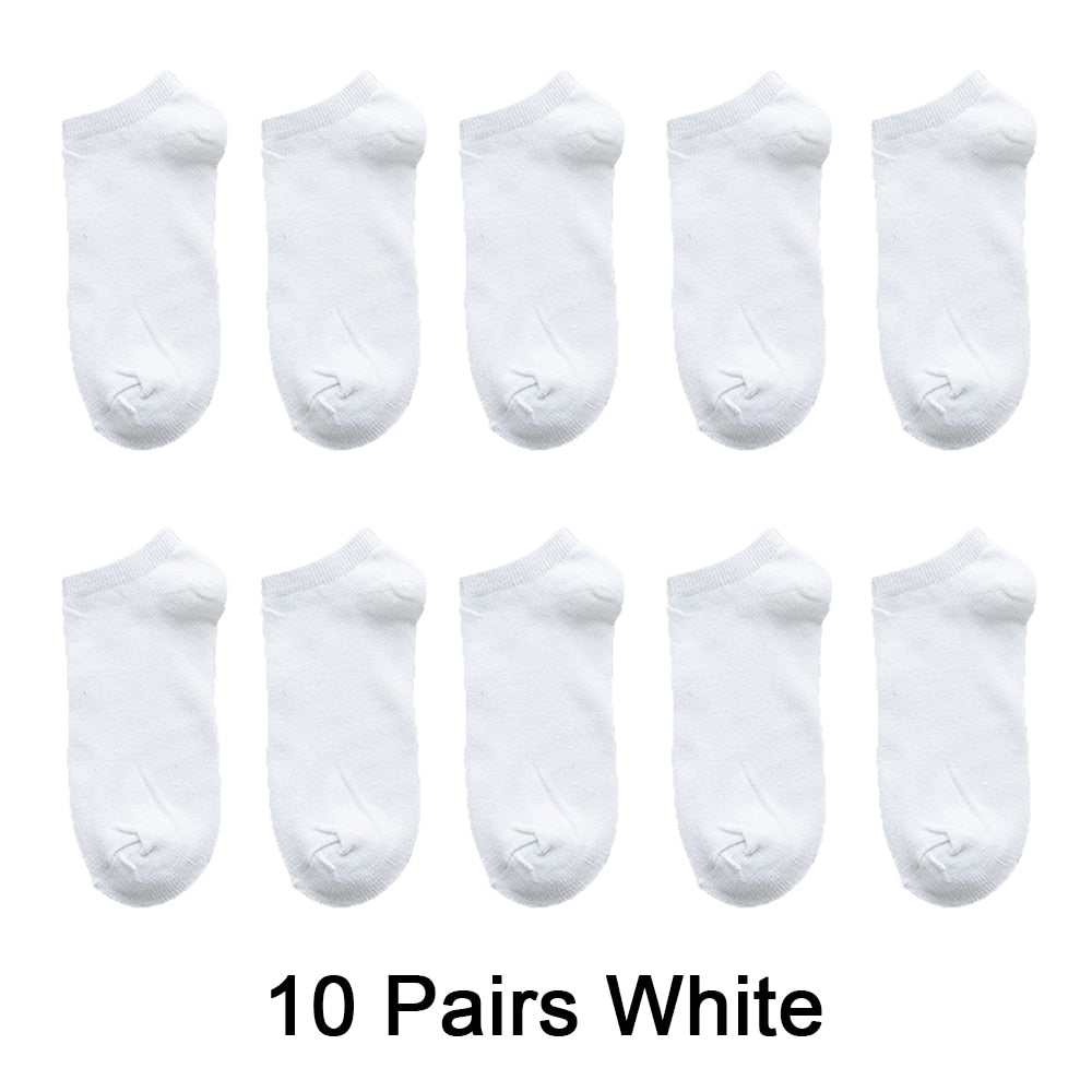 Wholesale 10 Pair Unisex Women and Men Socks Breathable Sports socks Solid Color Boat socks Comfortable Cotton Ankle Socks White