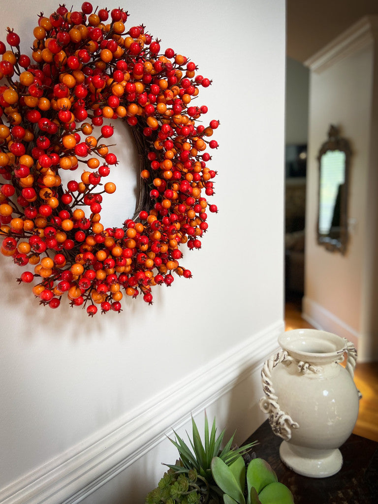 ORANGE BERRY WREATH - 24 INCH