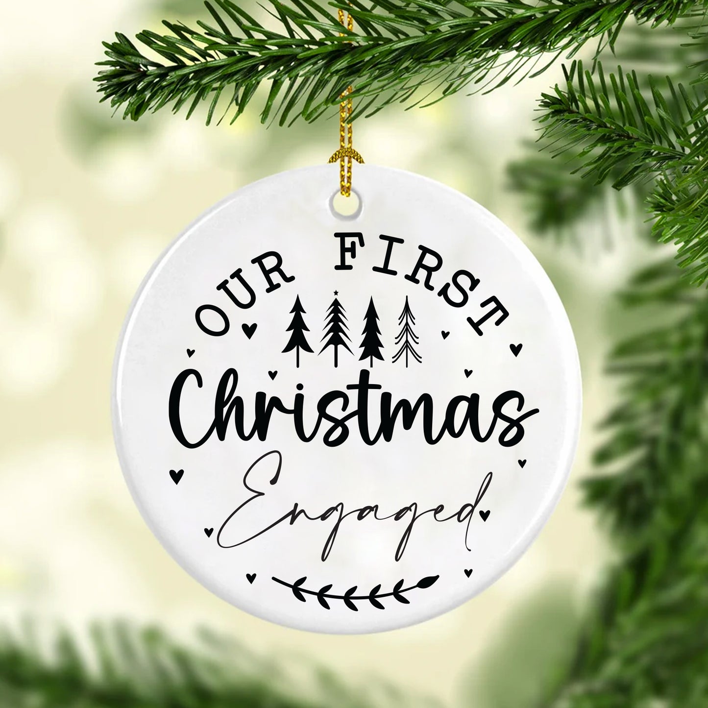 Our First Christmas Engaged Ceramic Ornament
