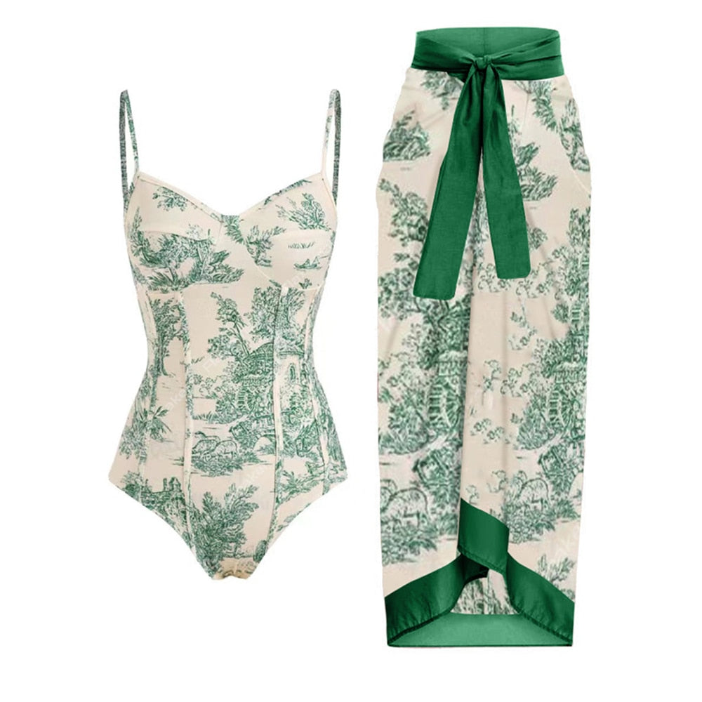 New One-Piece Swimsuit Sling-Style Slim Gather Bikini High Waist Open Back Beachwear
