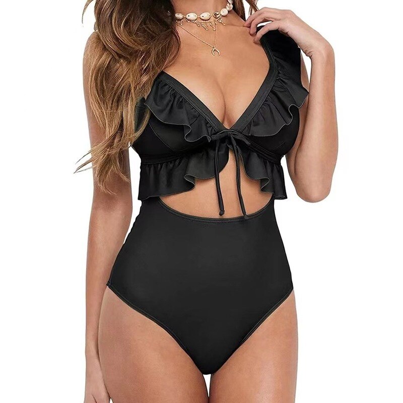 2023 Sexy Ruffle One Piece Swimsuit Women Plus Size Swimwear Female Monokini Bathers Bathing Suits Beachwear Swim Ladies Bikini