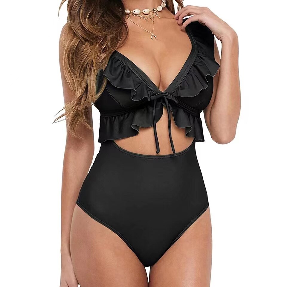 2023 Sexy Ruffle One Piece Swimsuit Women Plus Size Swimwear Female Monokini Bathers Bathing Suits Beachwear Swim Ladies Bikini