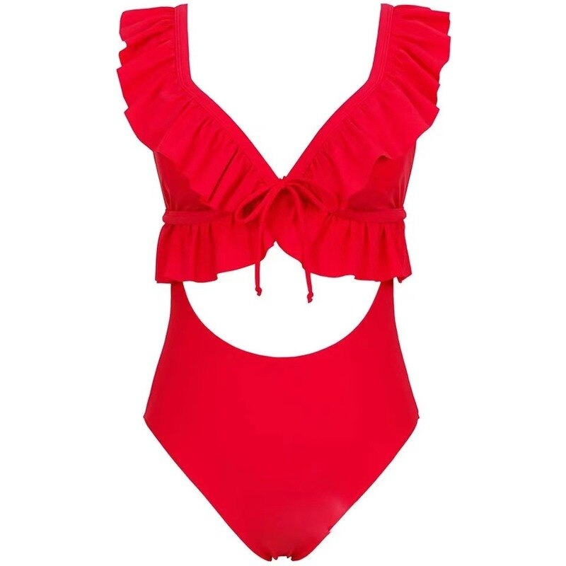2023 Sexy Ruffle One Piece Swimsuit Women Plus Size Swimwear Female Monokini Bathers Bathing Suits Beachwear Swim Ladies Bikini