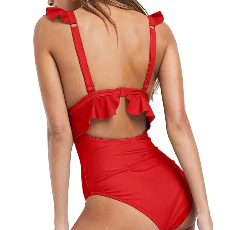 2023 Sexy Ruffle One Piece Swimsuit Women Plus Size Swimwear Female Monokini Bathers Bathing Suits Beachwear Swim Ladies Bikini
