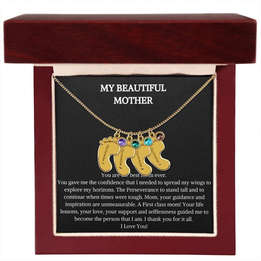 Engraved Baby Feet Necklace | Mothers Necklace Gift | Engraved Necklace | Baby Feet Necklace | Gift For Mother |Luxury Necklace |Neck Chain