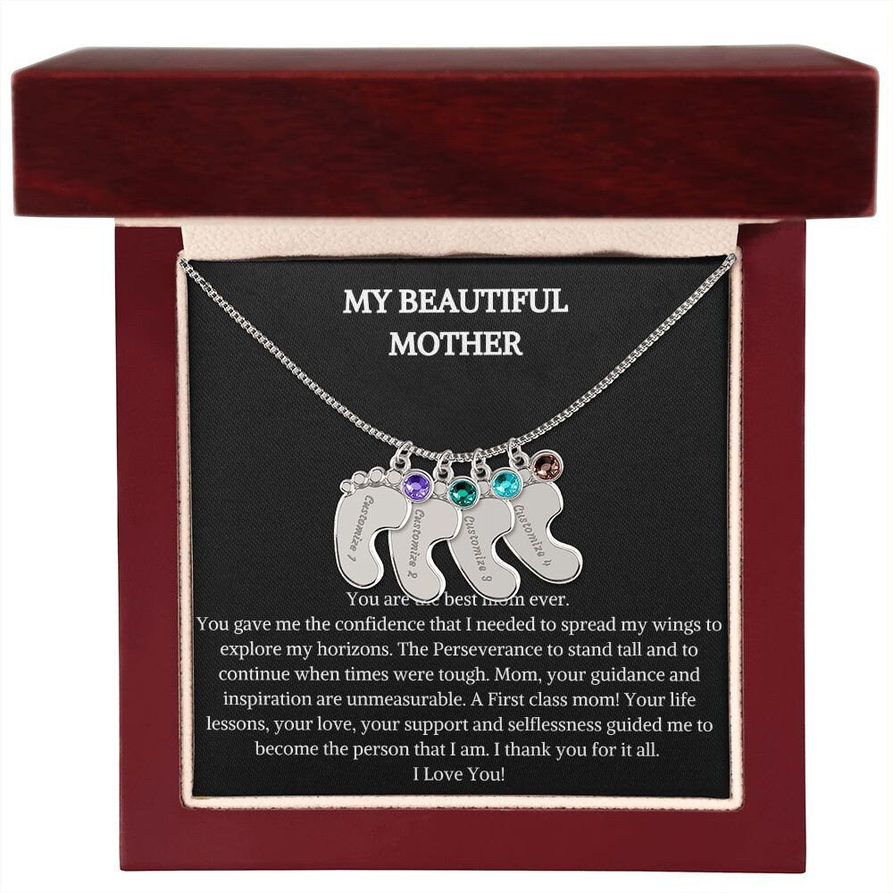 Engraved Baby Feet Necklace | Mothers Necklace Gift | Engraved Necklace | Baby Feet Necklace | Gift For Mother |Luxury Necklace |Neck Chain