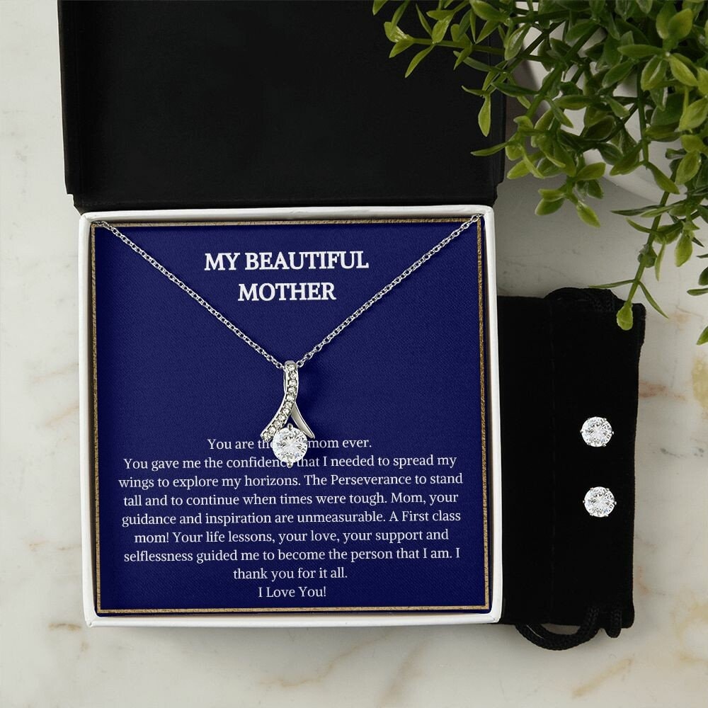 Alluring Beauty Jewelry Set | Earring And Necklace For Mother | Gift Idea With Message Card | Wedding Jewel | Bridal Necklace And Earrings