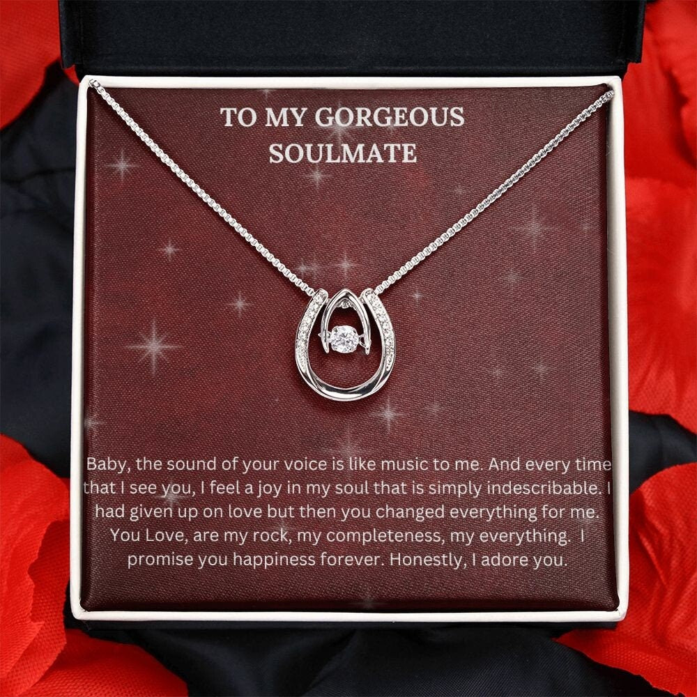 Lucky In Love Necklace | Gift For Soul Mate | Anniversary Necklace | Wedding Gift For Wife | Valentines Day Gift | Soul Mate Jewelry