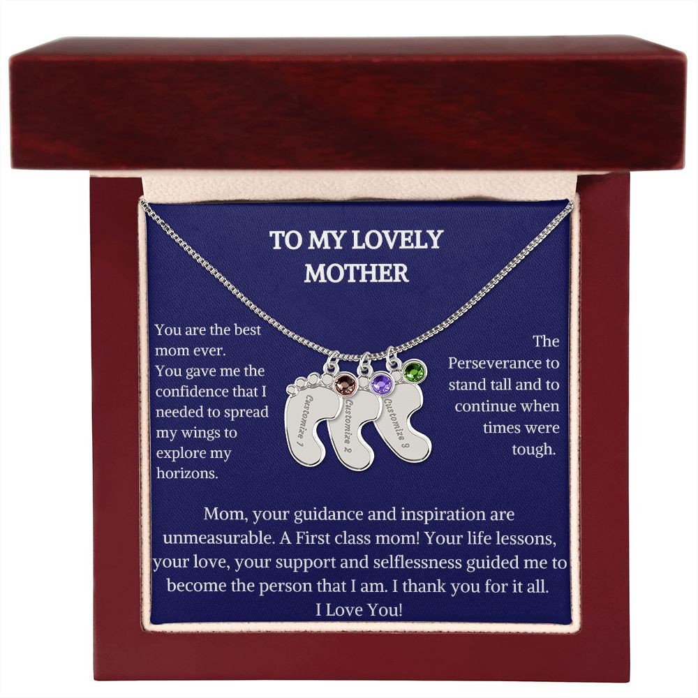 Engraved Baby Feet With Birthstone | Engraved Jewelry | Baby Mom Gift | Engraved Charm | Baby Shower Necklace | Mothers Day Gift | NeckChain