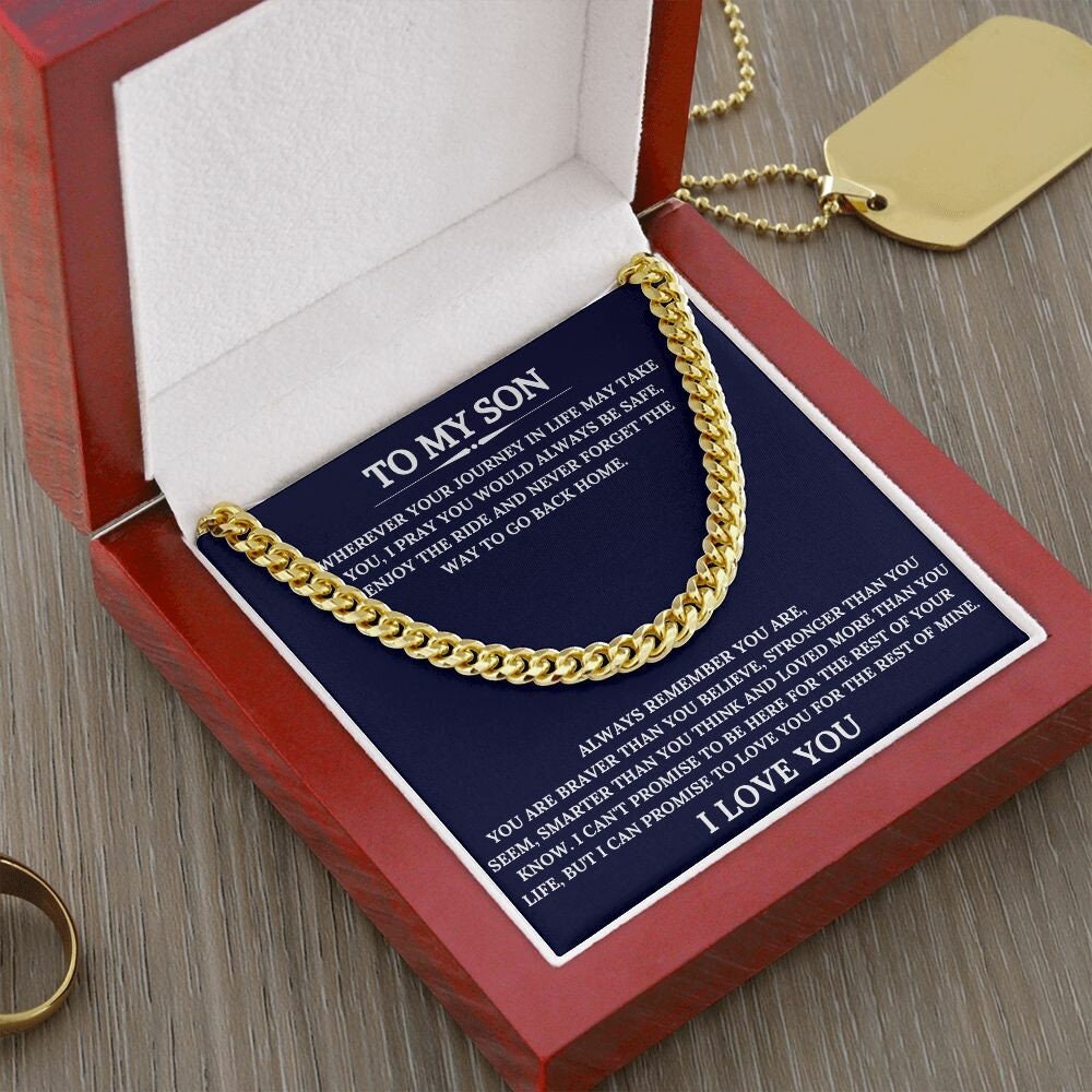 Cuban Link Chain | Gift Ideas For Son | Graduation Gift To Son | Necklace Gift To Son | Birthday Gift To Son With Message Card | Neck Chain