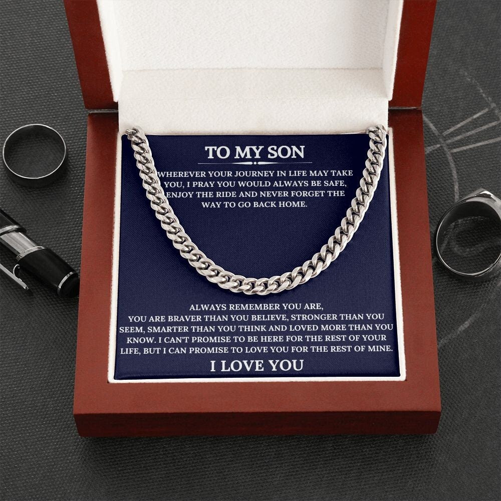 Cuban Link Chain | Gift Ideas For Son | Graduation Gift To Son | Necklace Gift To Son | Birthday Gift To Son With Message Card | Neck Chain