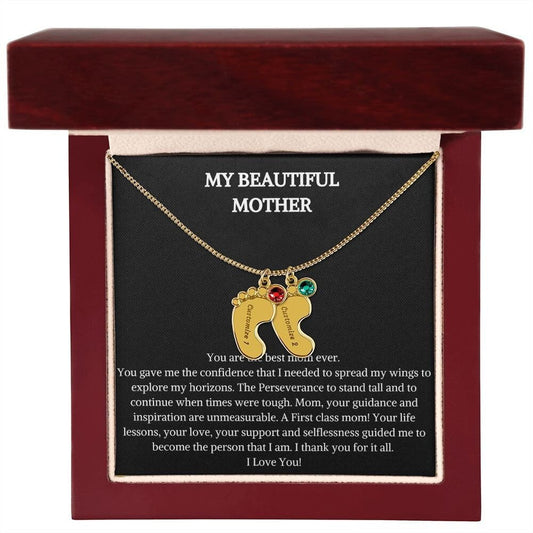 Engraved Baby Feet Necklace | Mothers Necklace Gift | Engraved Necklace | Baby Feet Necklace | Gift For Mother |Luxury Necklace |Neck Chain