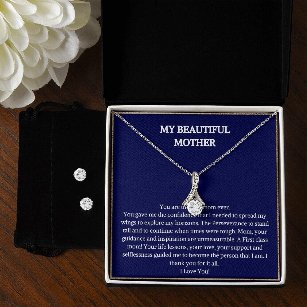 Alluring Beauty Jewelry Set | Earring And Necklace For Mother | Gift Idea With Message Card | Wedding Jewel | Bridal Necklace And Earrings
