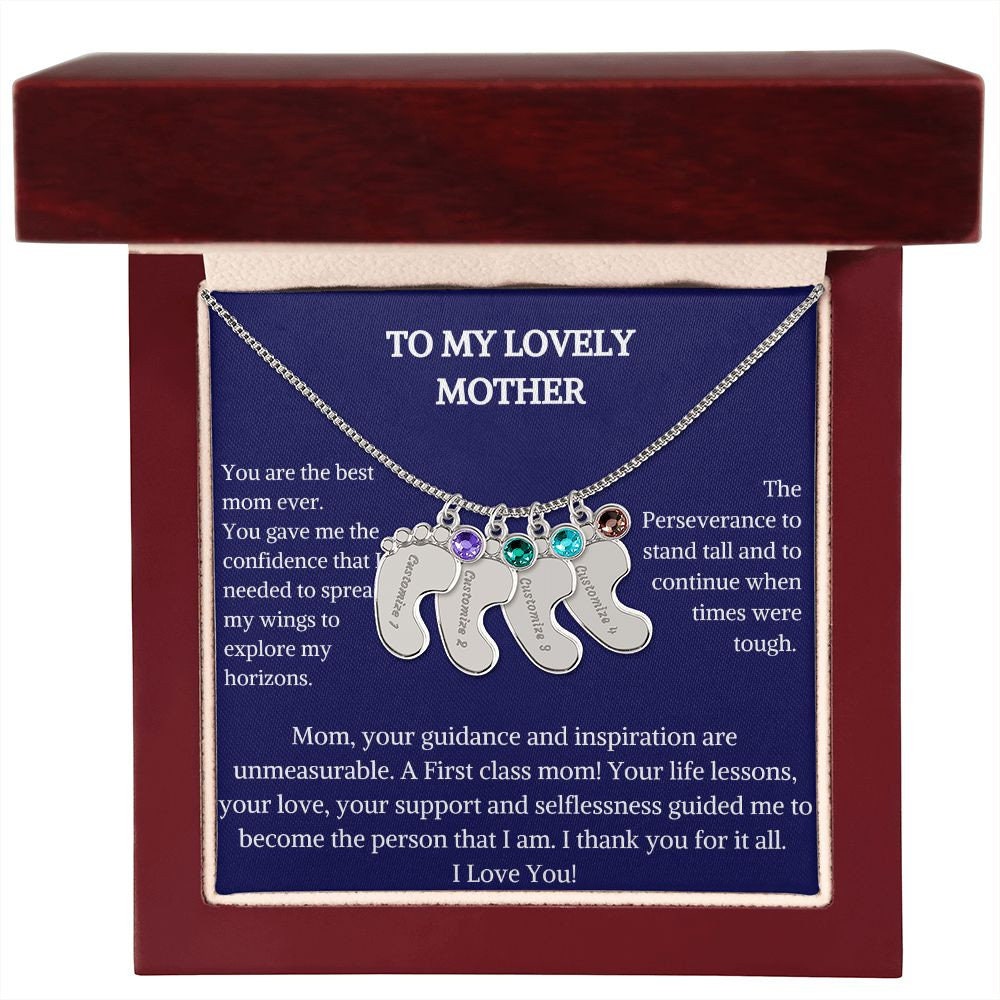 Engraved Baby Feet With Birthstone | Engraved Jewelry | Baby Mom Gift | Engraved Charm | Baby Shower Necklace | Mothers Day Gift | NeckChain