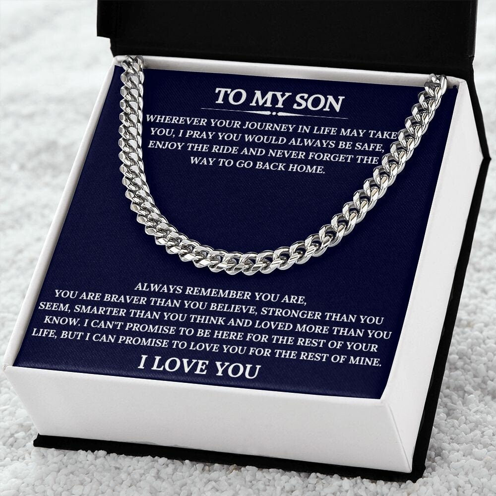 Cuban Link Chain | Gift Ideas For Son | Graduation Gift To Son | Necklace Gift To Son | Birthday Gift To Son With Message Card | Neck Chain