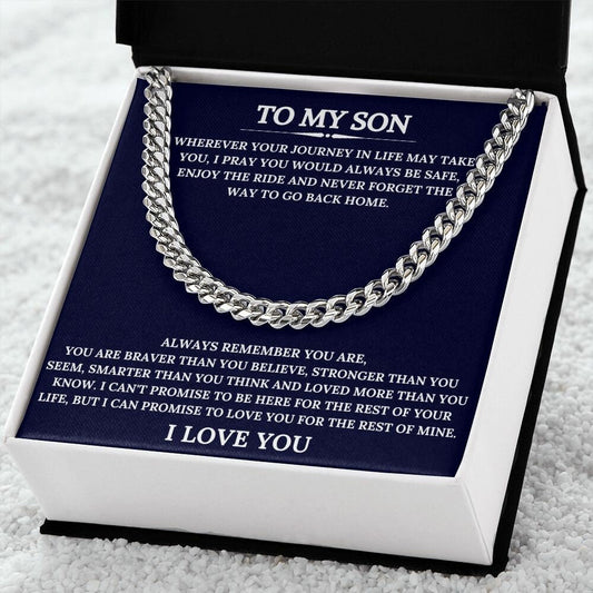 Cuban Link Chain | Gift Ideas For Son | Graduation Gift To Son | Necklace Gift To Son | Birthday Gift To Son With Message Card | Neck Chain
