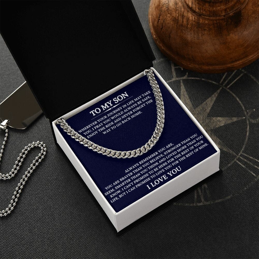 Cuban Link Chain | Gift Ideas For Son | Graduation Gift To Son | Necklace Gift To Son | Birthday Gift To Son With Message Card | Neck Chain