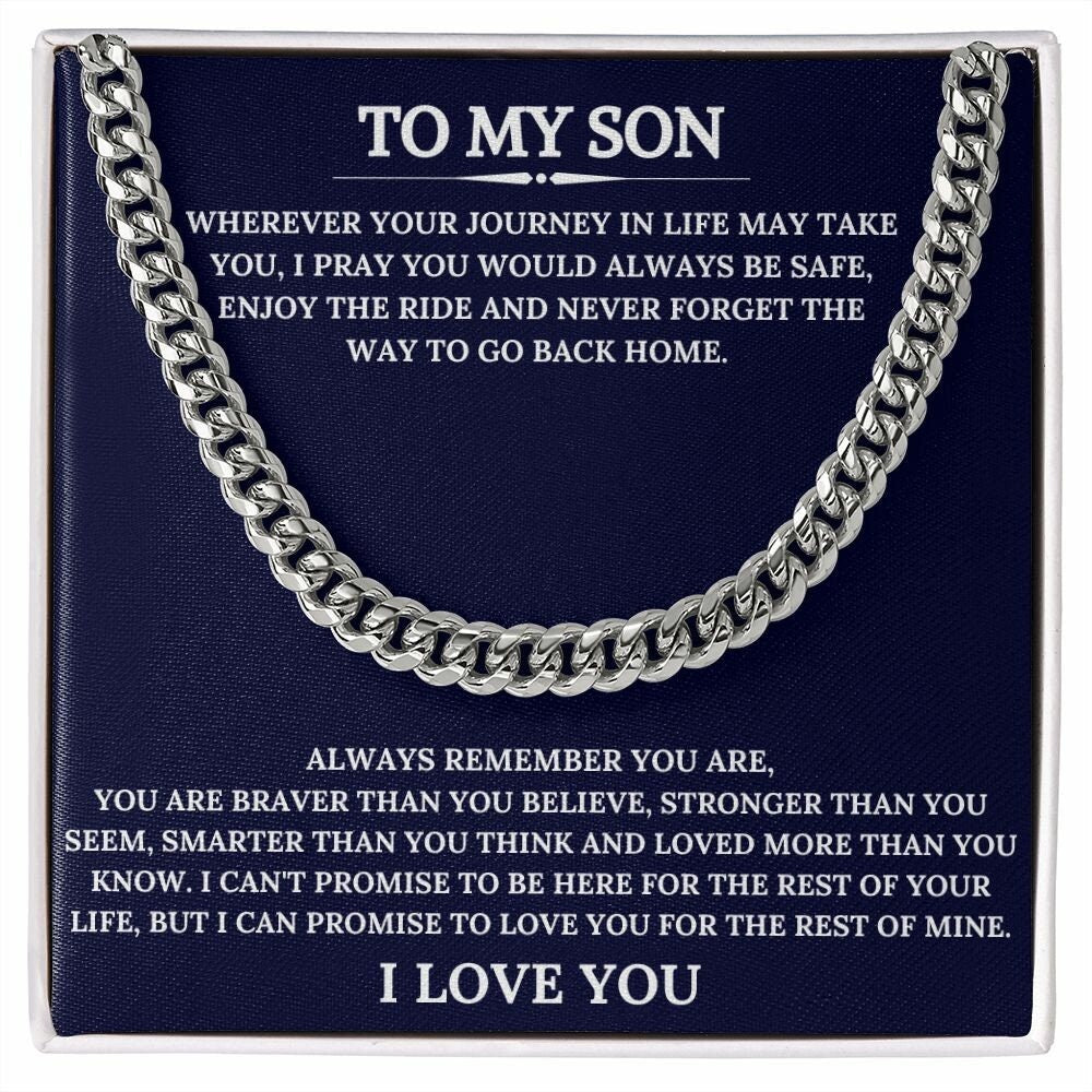 Cuban Link Chain | Gift Ideas For Son | Graduation Gift To Son | Necklace Gift To Son | Birthday Gift To Son With Message Card | Neck Chain